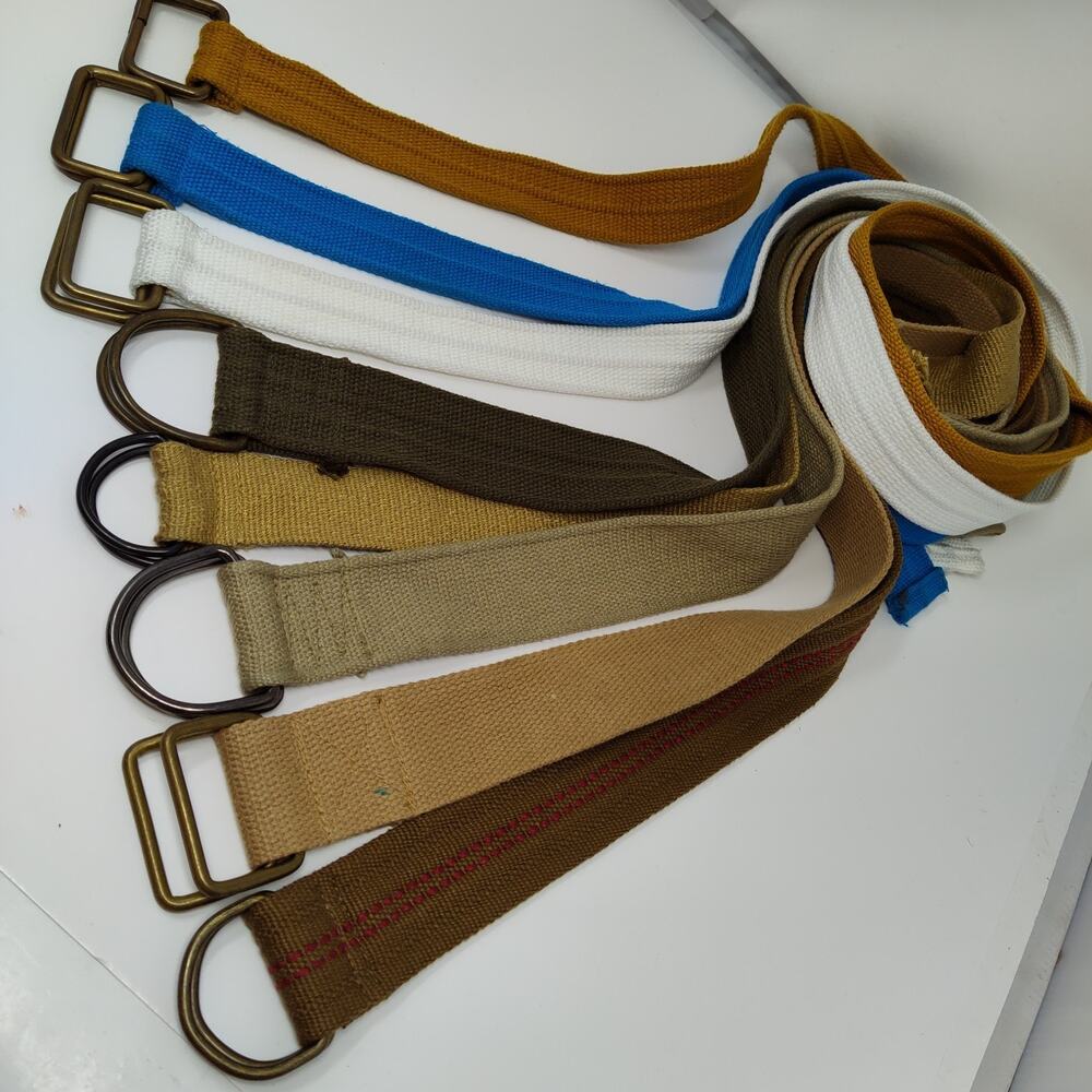8X Thick Canvas D-Ring Belts Men’s Length: 45-49" Lot Of 8